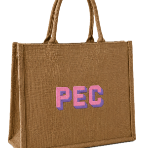 Shadow Box Embroidered Initial Burlap Bag
